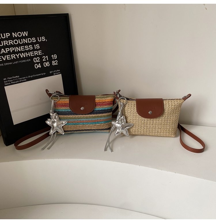 Magnetic Buckle Single Shoulder Crossbody Bag Without Accessories Mixed Material Women's Bag2025Autumn