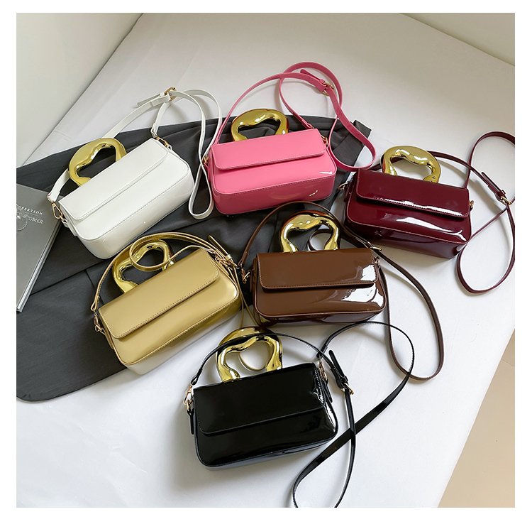Shoulder Crossbody Handbag PU Women's Handbag Stitched Small Square Bag2025Summer Cover Style One Size