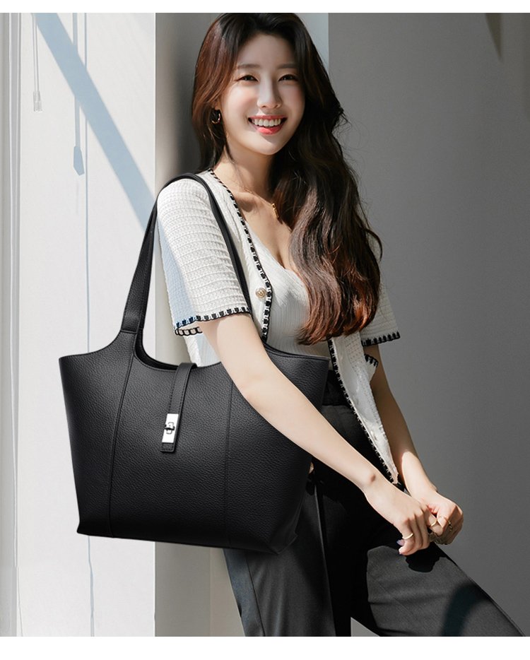 Shoulder Handbag2025Summer Stitched Tote Bag PU One Size Zipper Women's Bag