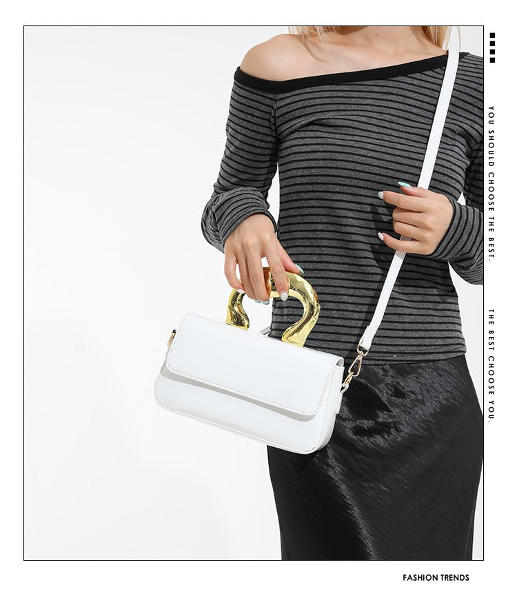Shoulder Crossbody Handbag PU Women's Handbag Stitched Small Square Bag2025Summer Cover Style One Size