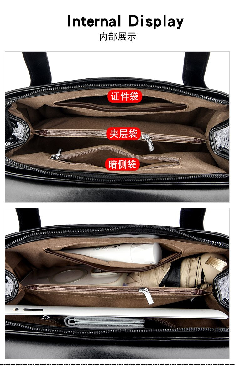 Shoulder Crossbody Handbag2025Summer Women's Bag Magnetic Buckle Zipper Three-in-One Bag Stitched PU Average Size