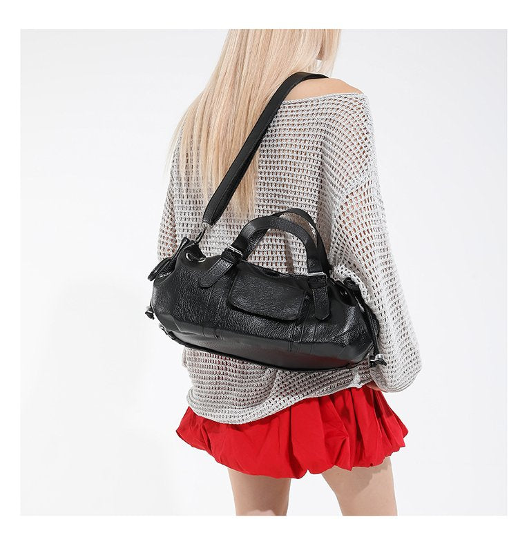 One Size Women's Bag Zipper Tote Bag PU Stitched Single Shoulder Crossbody Handbag2025Summer