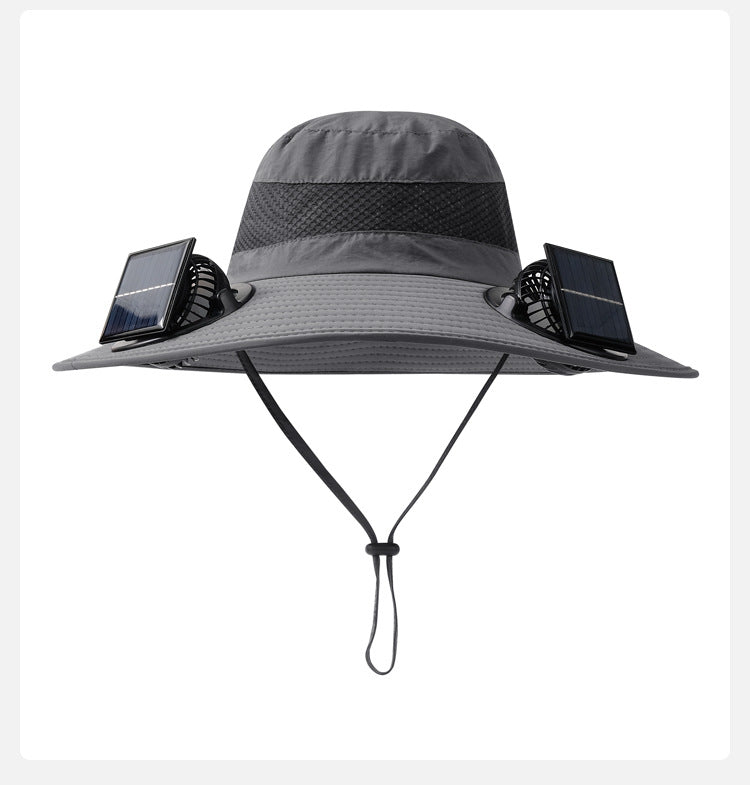 Cross-Border Solar Fan Hat for Men Summer Outdoor Hiking Sunshade Sun Protection Hat with Fan Fishing Fisherman Hat