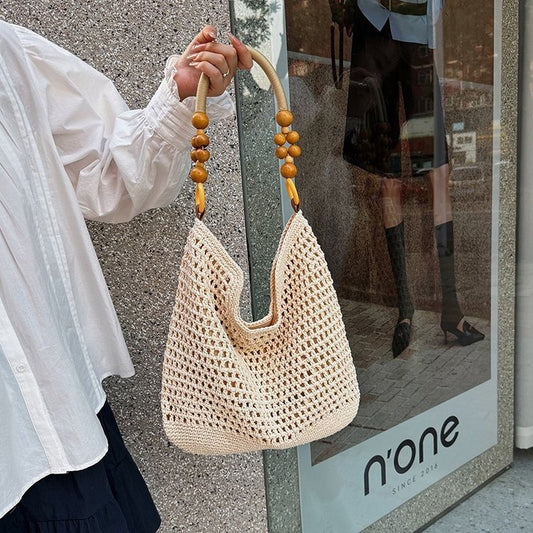 2025Summer woven bag one-size-fits-all women's bag single shoulder underarm bag magnetic clasp woven fabric
