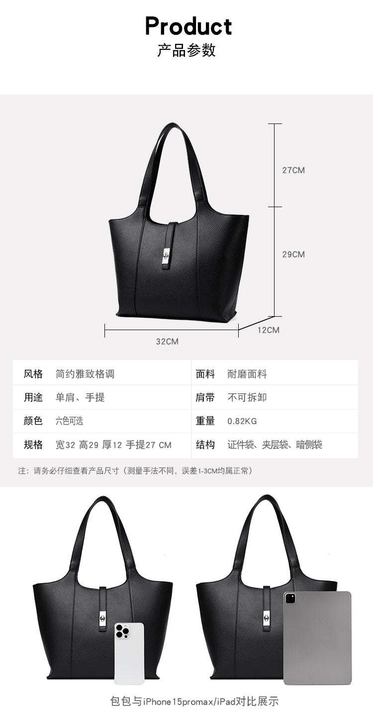 Shoulder Handbag2025Summer Stitched Tote Bag PU One Size Zipper Women's Bag