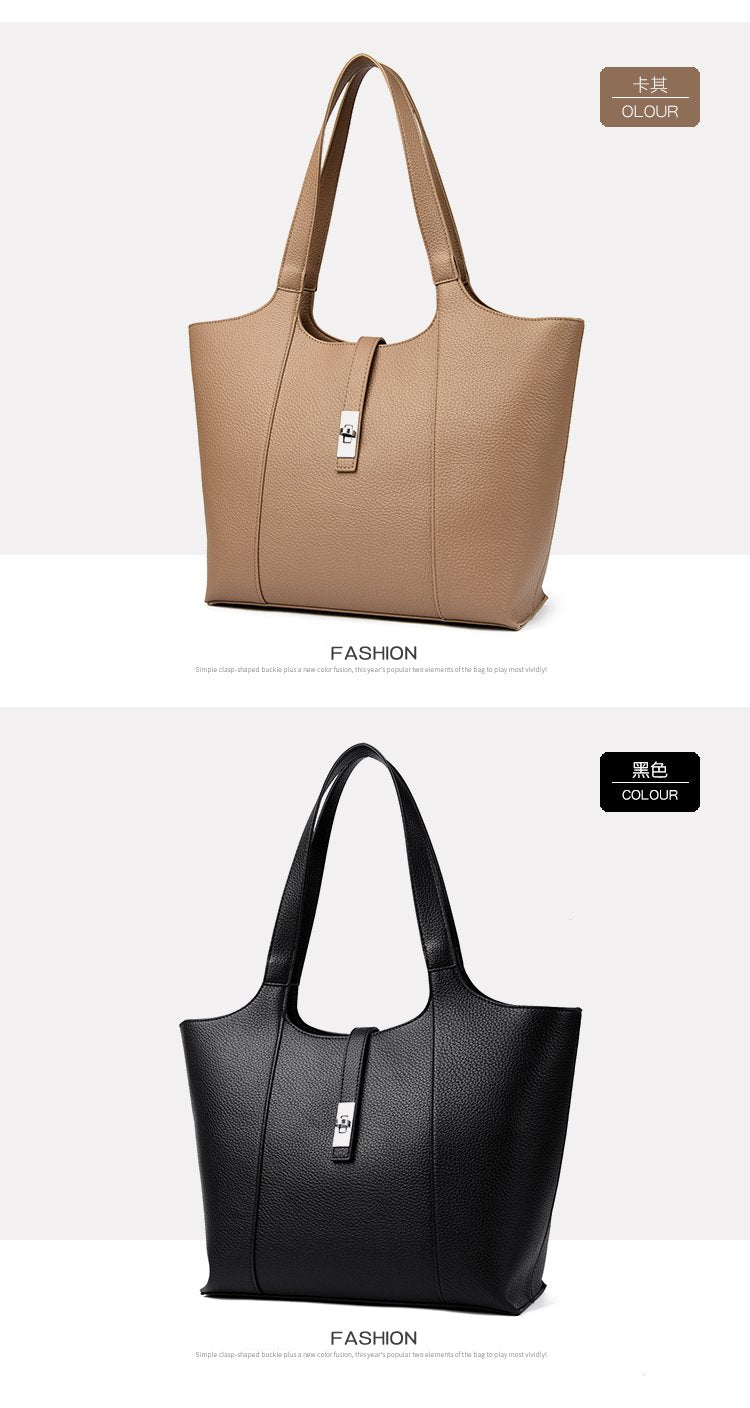 Shoulder Handbag2025Summer Stitched Tote Bag PU One Size Zipper Women's Bag