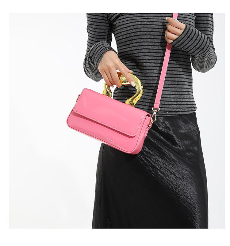 Shoulder Crossbody Handbag PU Women's Handbag Stitched Small Square Bag2025Summer Cover Style One Size