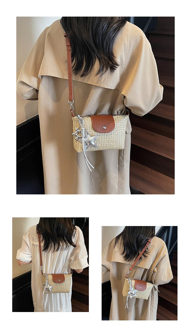 Magnetic Buckle Single Shoulder Crossbody Bag Without Accessories Mixed Material Women's Bag2025Autumn