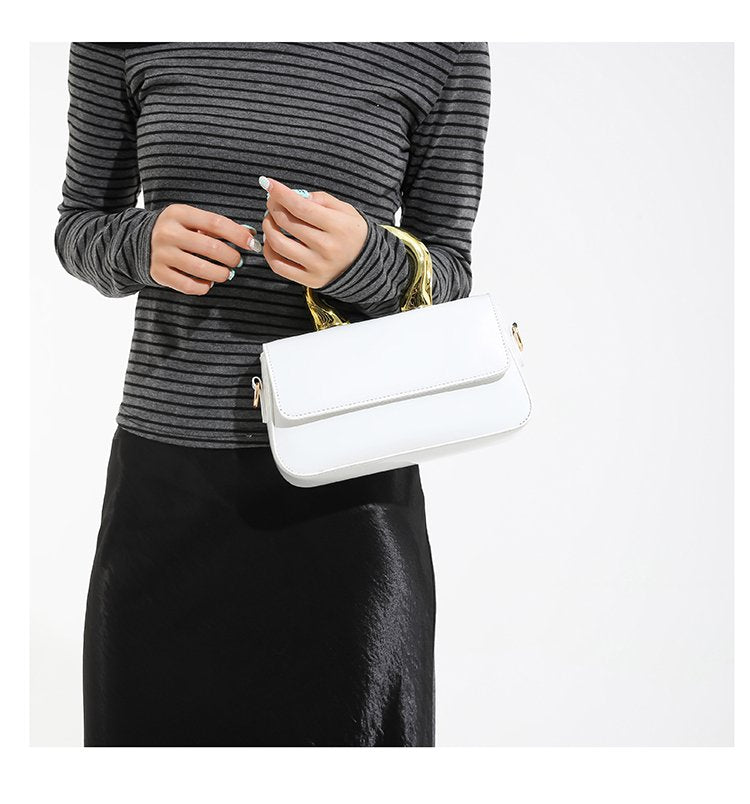 Shoulder Crossbody Handbag PU Women's Handbag Stitched Small Square Bag2025Summer Cover Style One Size