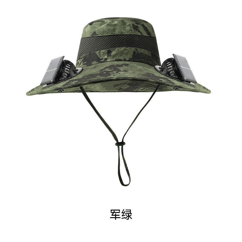 Solar Fan Hat for Men, Summer Outdoor Hiking Sunshade Hat with Fan, Sun Protection Hat, Fishing Fisherman Hat