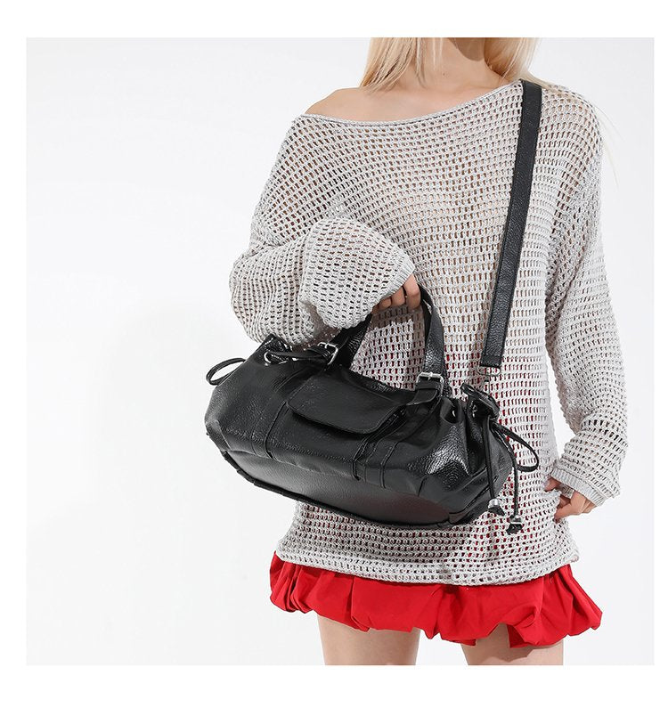 One Size Women's Bag Zipper Tote Bag PU Stitched Single Shoulder Crossbody Handbag2025Summer
