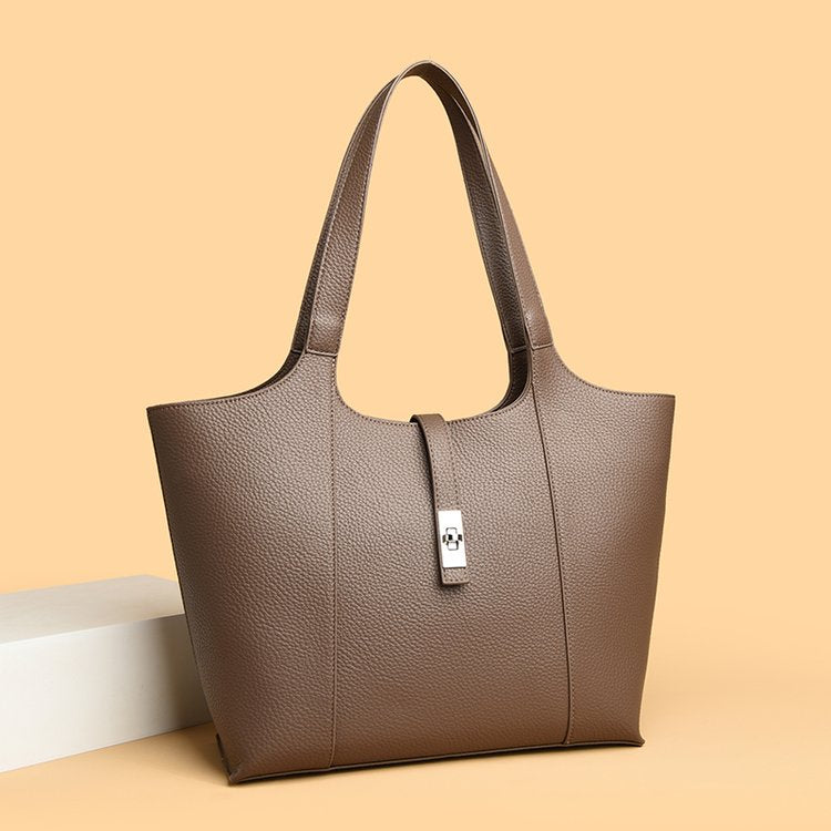 Shoulder Handbag2025Summer Stitched Tote Bag PU One Size Zipper Women's Bag