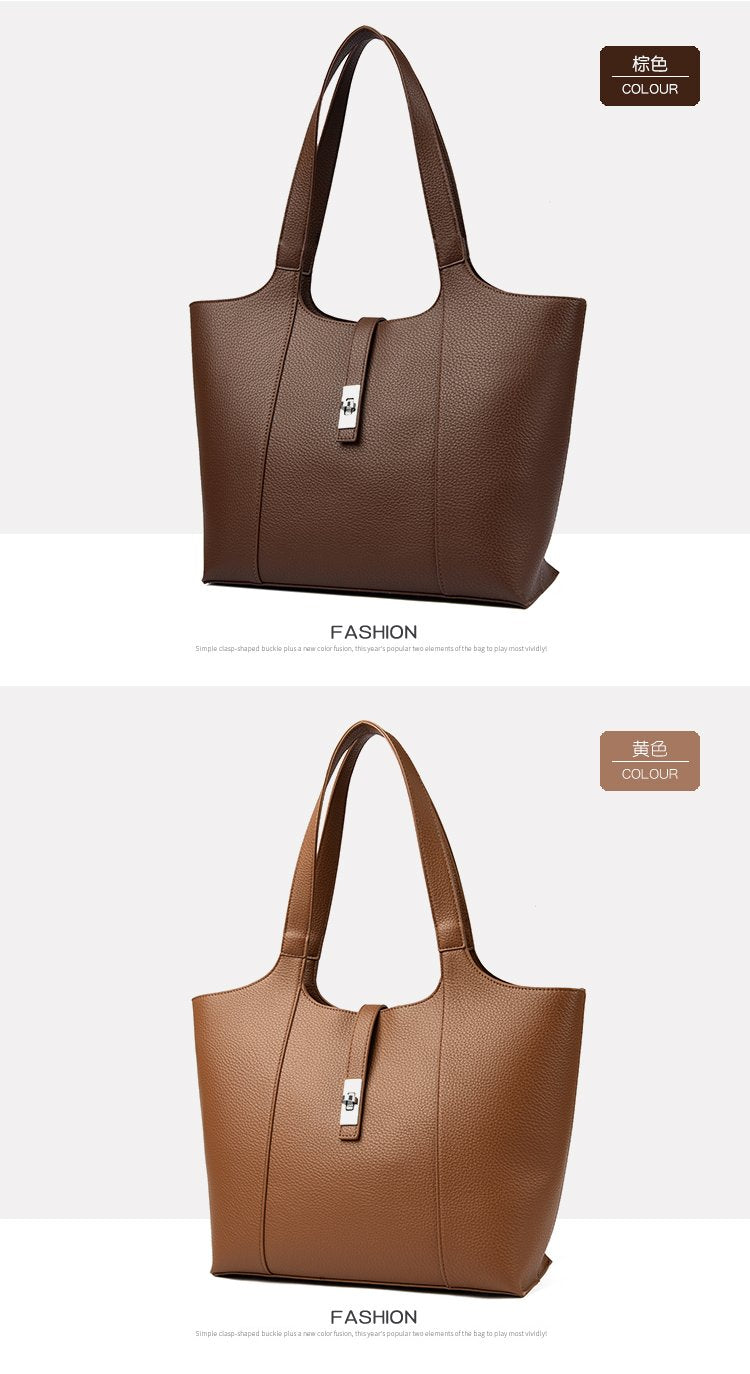 Shoulder Handbag2025Summer Stitched Tote Bag PU One Size Zipper Women's Bag