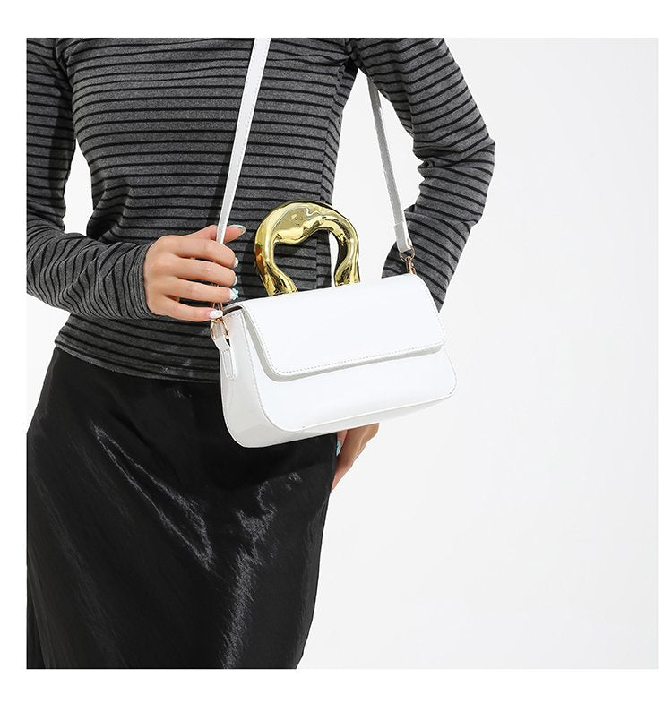 Shoulder Crossbody Handbag PU Women's Handbag Stitched Small Square Bag2025Summer Cover Style One Size