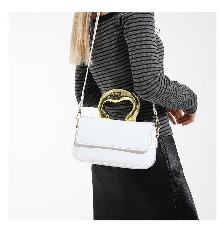 Shoulder Crossbody Handbag PU Women's Handbag Stitched Small Square Bag2025Summer Cover Style One Size