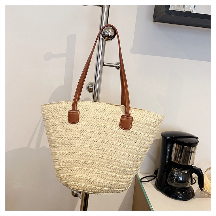 Straw Bag One Size2025Summer Straw Women's Bag Zipper Woven Tote Bag