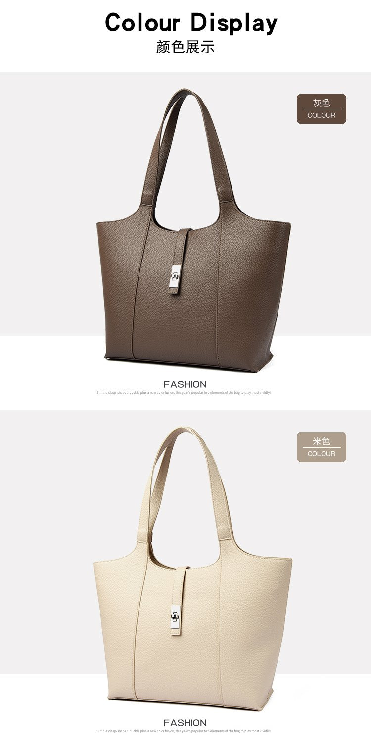 Shoulder Handbag2025Summer Stitched Tote Bag PU One Size Zipper Women's Bag
