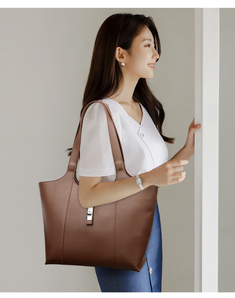 Shoulder Handbag2025Summer Stitched Tote Bag PU One Size Zipper Women's Bag
