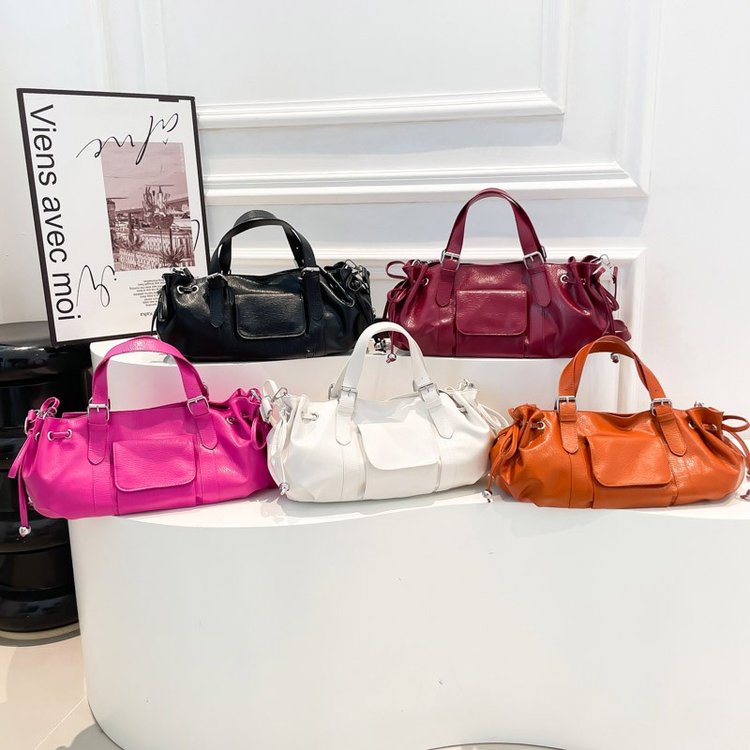 One Size Women's Bag Zipper Tote Bag PU Stitched Single Shoulder Crossbody Handbag2025Summer