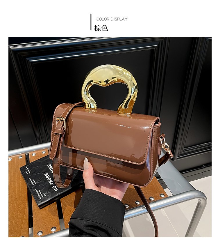 Shoulder Crossbody Handbag PU Women's Handbag Stitched Small Square Bag2025Summer Cover Style One Size