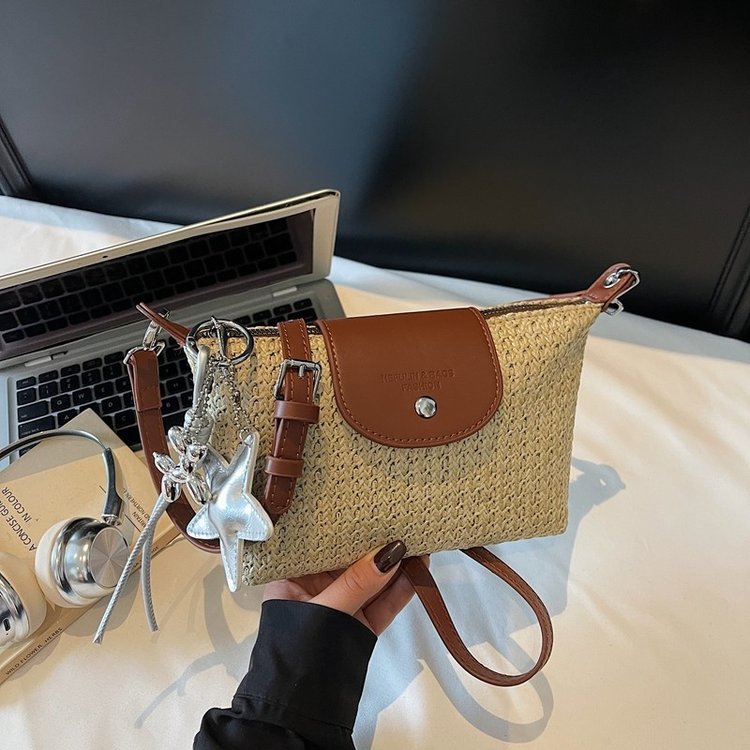 Magnetic Buckle Single Shoulder Crossbody Bag Without Accessories Mixed Material Women's Bag2025Autumn