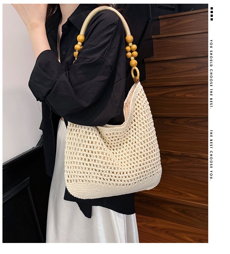 2025Summer woven bag one-size-fits-all women's bag single shoulder underarm bag magnetic clasp woven fabric