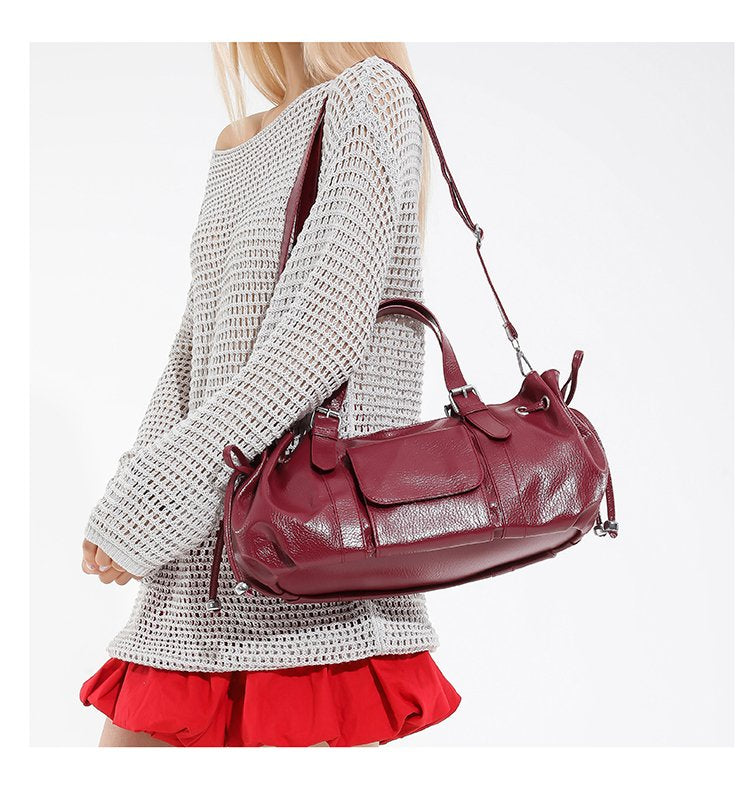 One Size Women's Bag Zipper Tote Bag PU Stitched Single Shoulder Crossbody Handbag2025Summer