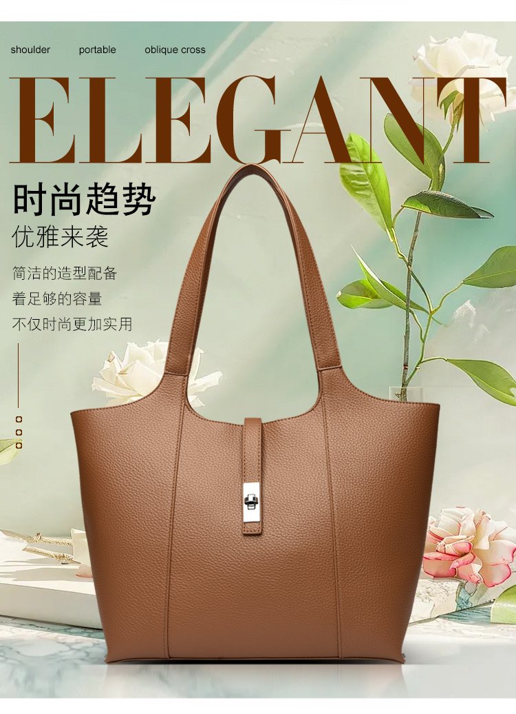 Shoulder Handbag2025Summer Stitched Tote Bag PU One Size Zipper Women's Bag
