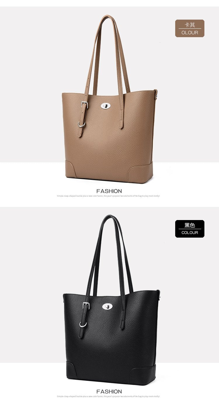 Average Size PU Zipper Shoulder Bag Women's Bag2025Autumn Tote Bag