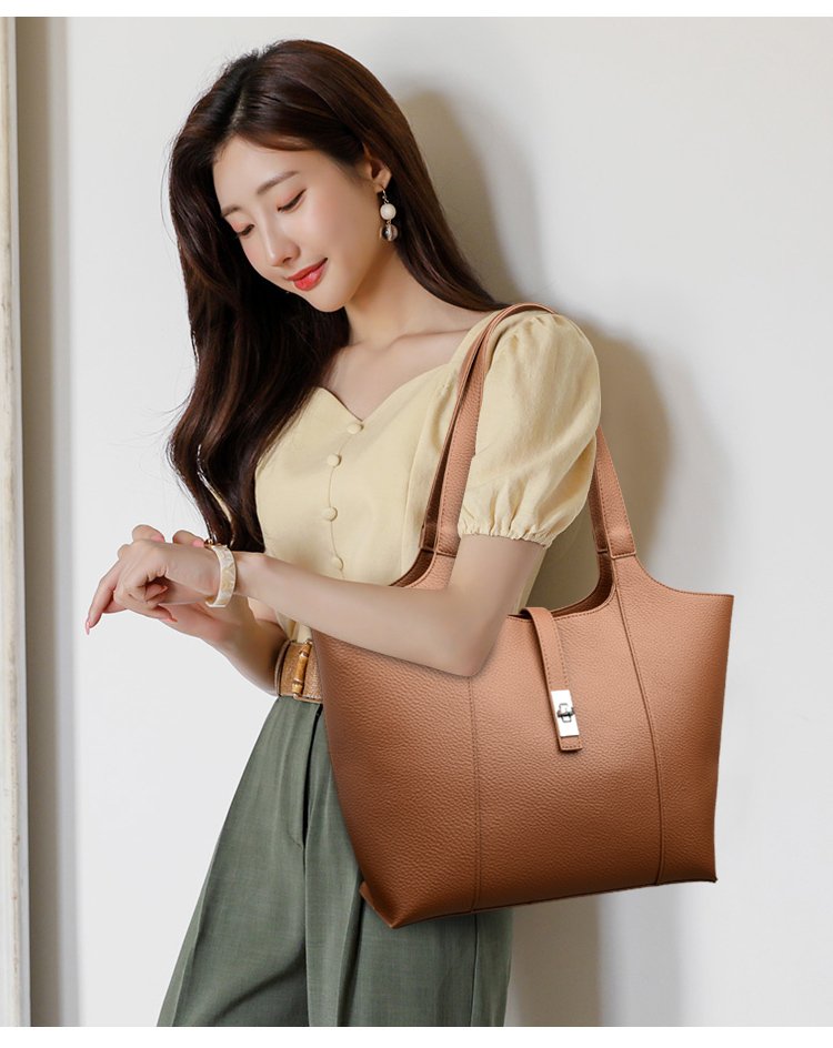 Shoulder Handbag2025Summer Stitched Tote Bag PU One Size Zipper Women's Bag
