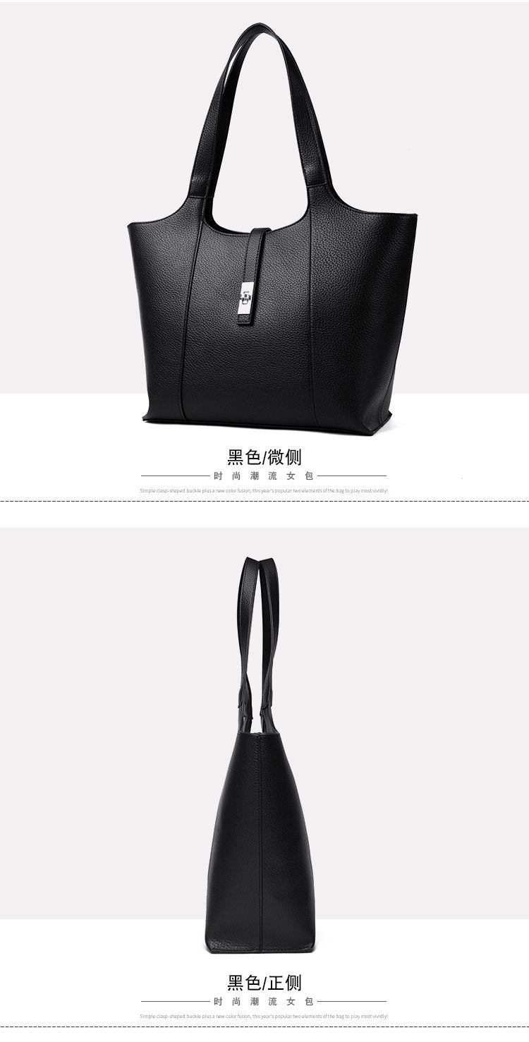 Shoulder Handbag2025Summer Stitched Tote Bag PU One Size Zipper Women's Bag