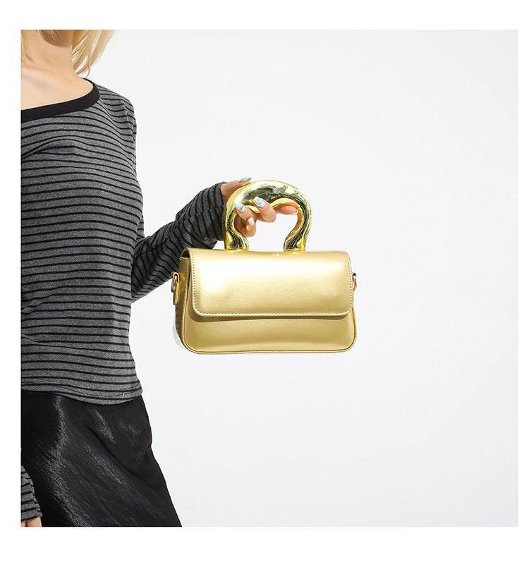 Shoulder Crossbody Handbag PU Women's Handbag Stitched Small Square Bag2025Summer Cover Style One Size