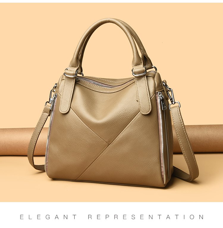 Women's bag three-way bag single shoulder crossbody handbag2025One-size-fits-all for summer PU Sewing Thread Zipper