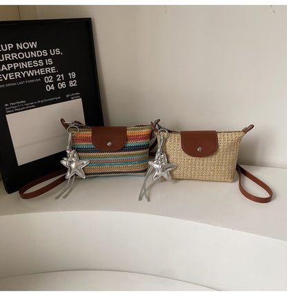 Magnetic Buckle Single Shoulder Crossbody Bag Without Accessories Mixed Material Women's Bag2025Autumn