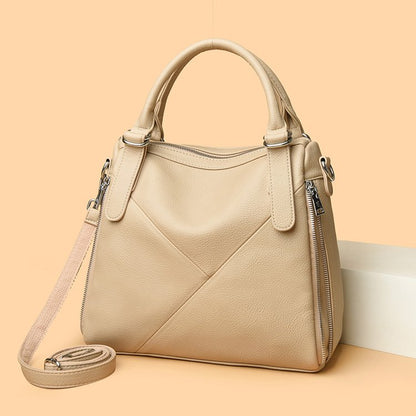 Women's bag three-way bag single shoulder crossbody handbag2025One-size-fits-all for summer PU Sewing Thread Zipper