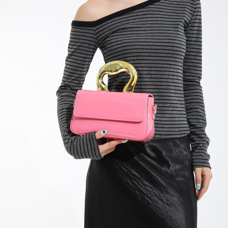 Shoulder Crossbody Handbag PU Women's Handbag Stitched Small Square Bag2025Summer Cover Style One Size