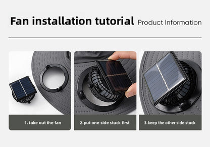 Solar Fan Hat for Men, Summer Outdoor Hiking Sunshade Hat with Fan, Sun Protection Hat, Fishing Fisherman Hat