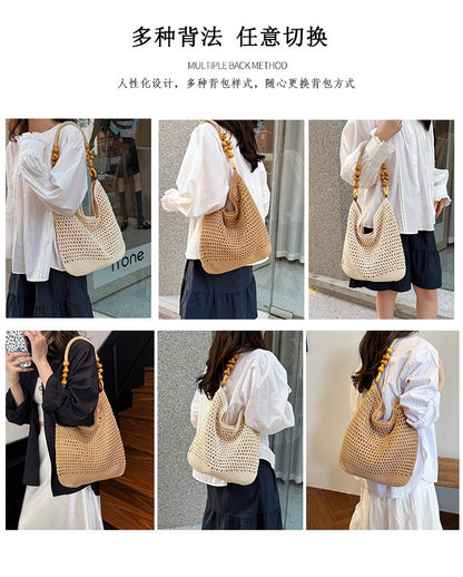 2025Summer woven bag one-size-fits-all women's bag single shoulder underarm bag magnetic clasp woven fabric