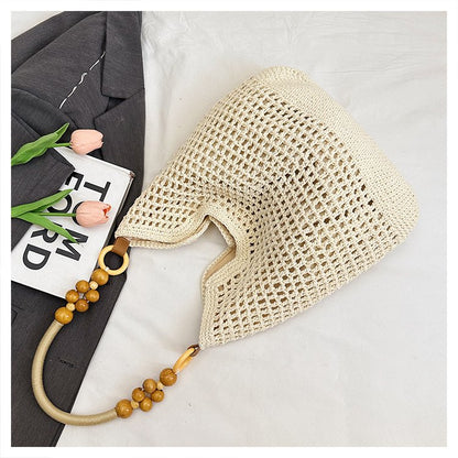 2025Summer woven bag one-size-fits-all women's bag single shoulder underarm bag magnetic clasp woven fabric