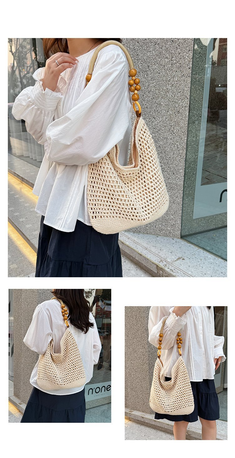 2025Summer woven bag one-size-fits-all women's bag single shoulder underarm bag magnetic clasp woven fabric