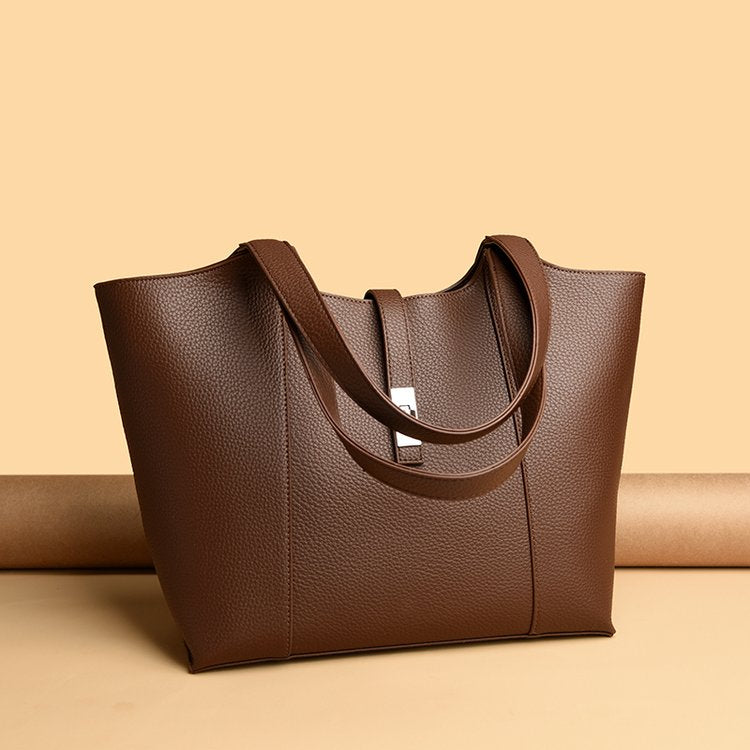 Shoulder Handbag2025Summer Stitched Tote Bag PU One Size Zipper Women's Bag
