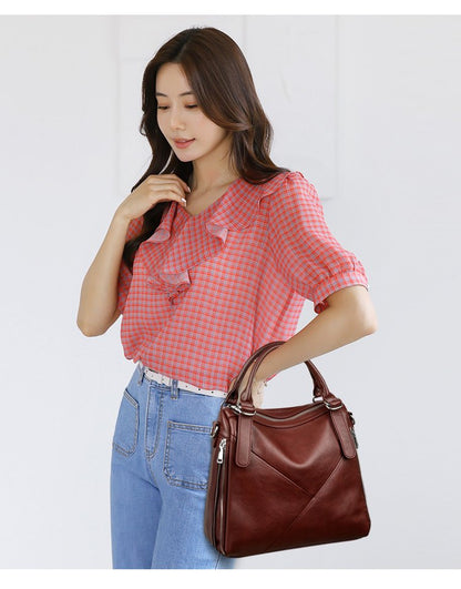 Women's bag three-way bag single shoulder crossbody handbag2025One-size-fits-all for summer PU Sewing Thread Zipper