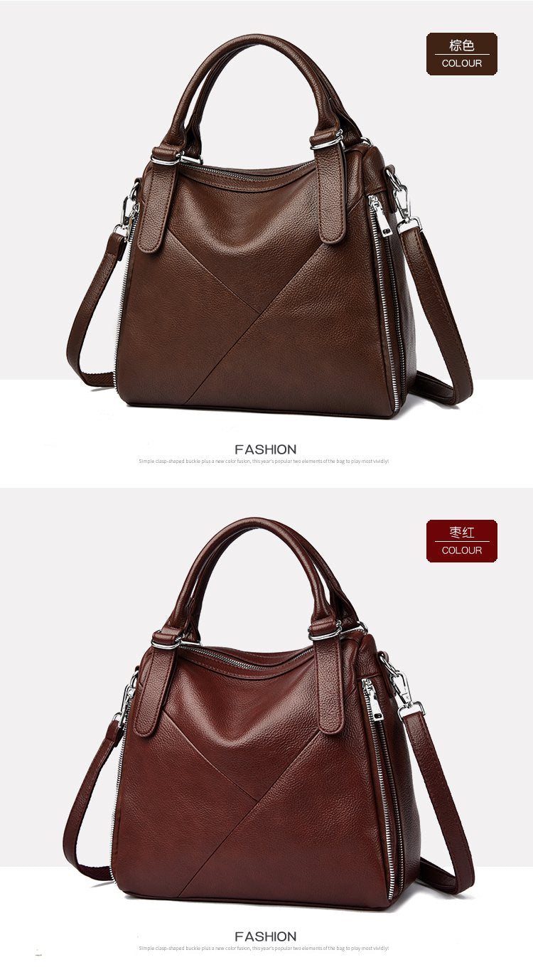 Women's bag three-way bag single shoulder crossbody handbag2025One-size-fits-all for summer PU Sewing Thread Zipper