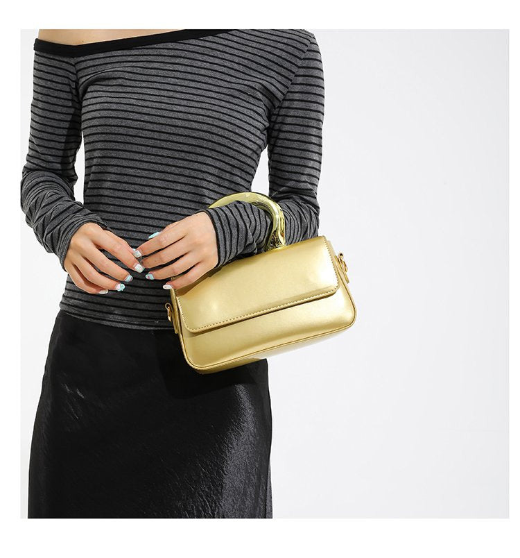 Shoulder Crossbody Handbag PU Women's Handbag Stitched Small Square Bag2025Summer Cover Style One Size
