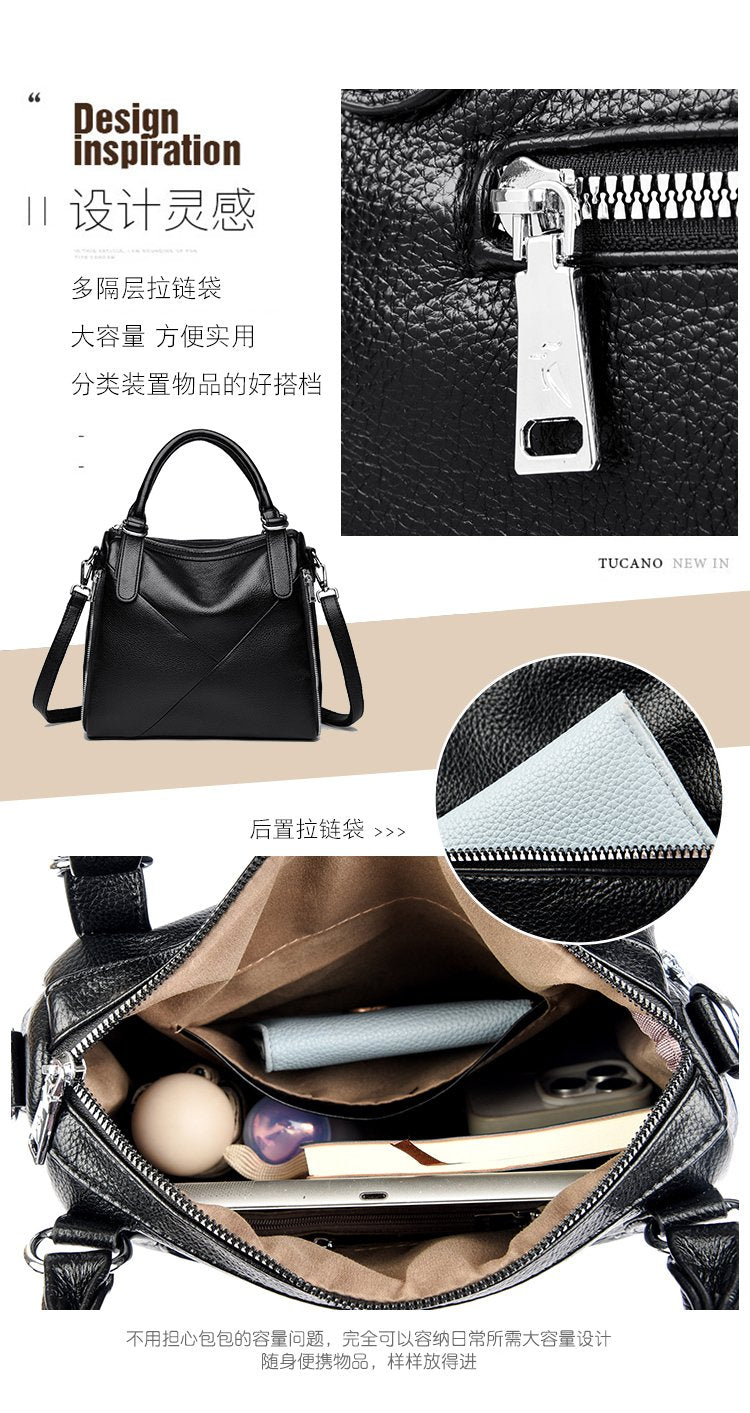 Women's bag three-way bag single shoulder crossbody handbag2025One-size-fits-all for summer PU Sewing Thread Zipper