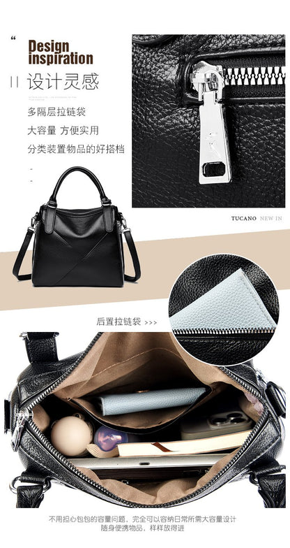 Women's bag three-way bag single shoulder crossbody handbag2025One-size-fits-all for summer PU Sewing Thread Zipper