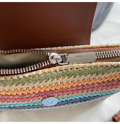 Magnetic Buckle Single Shoulder Crossbody Bag Without Accessories Mixed Material Women's Bag2025Autumn