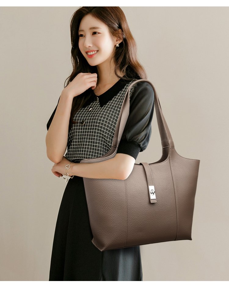 Shoulder Handbag2025Summer Stitched Tote Bag PU One Size Zipper Women's Bag