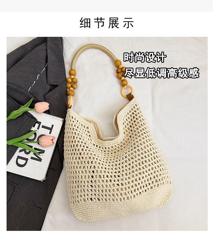 2025Summer woven bag one-size-fits-all women's bag single shoulder underarm bag magnetic clasp woven fabric