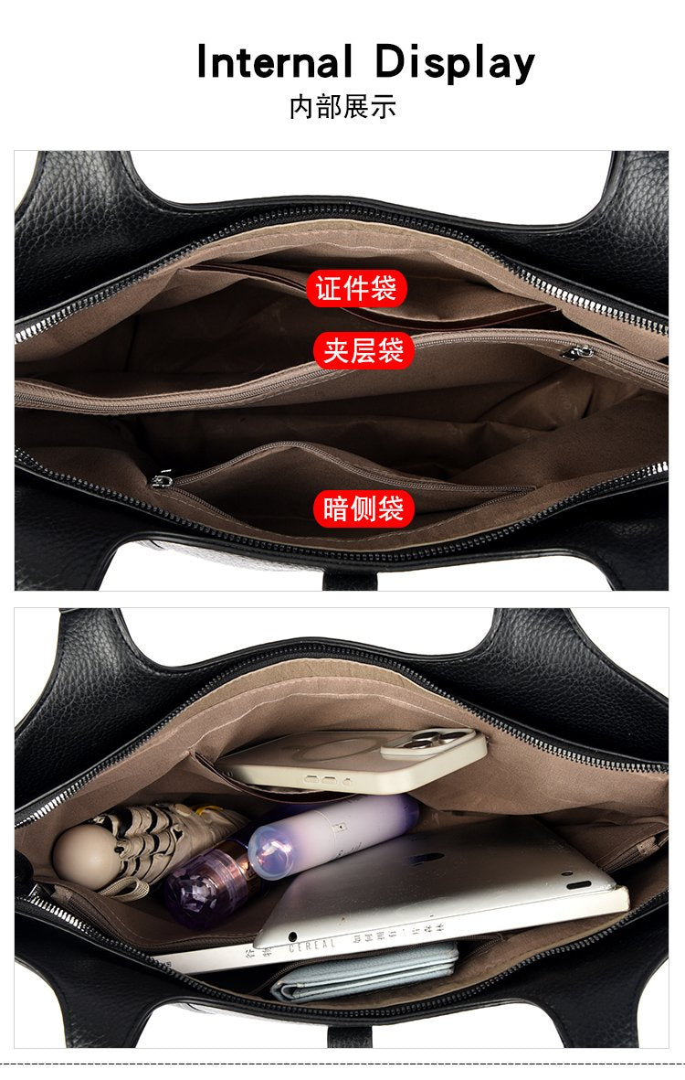 Shoulder Handbag2025Summer Stitched Tote Bag PU One Size Zipper Women's Bag